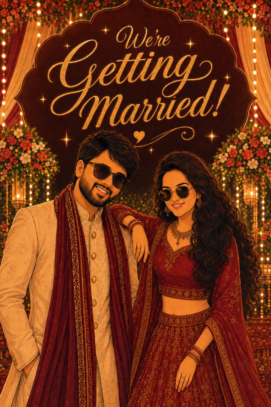 We're getting married! Divya and Tushar illustrated
