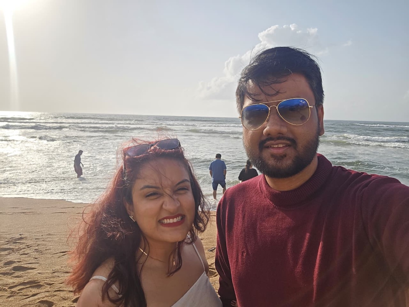 Divya and Tushar by the sea